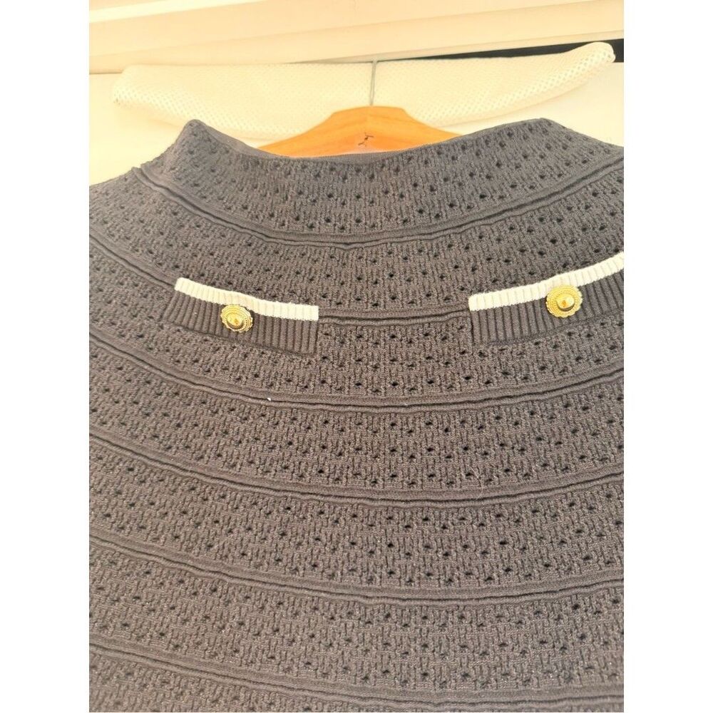 NWOT SELF-PORTRAIT BLACK POINTELLE Cropped KNIT TOP + Mini Skirt set - Picture 11 of 12